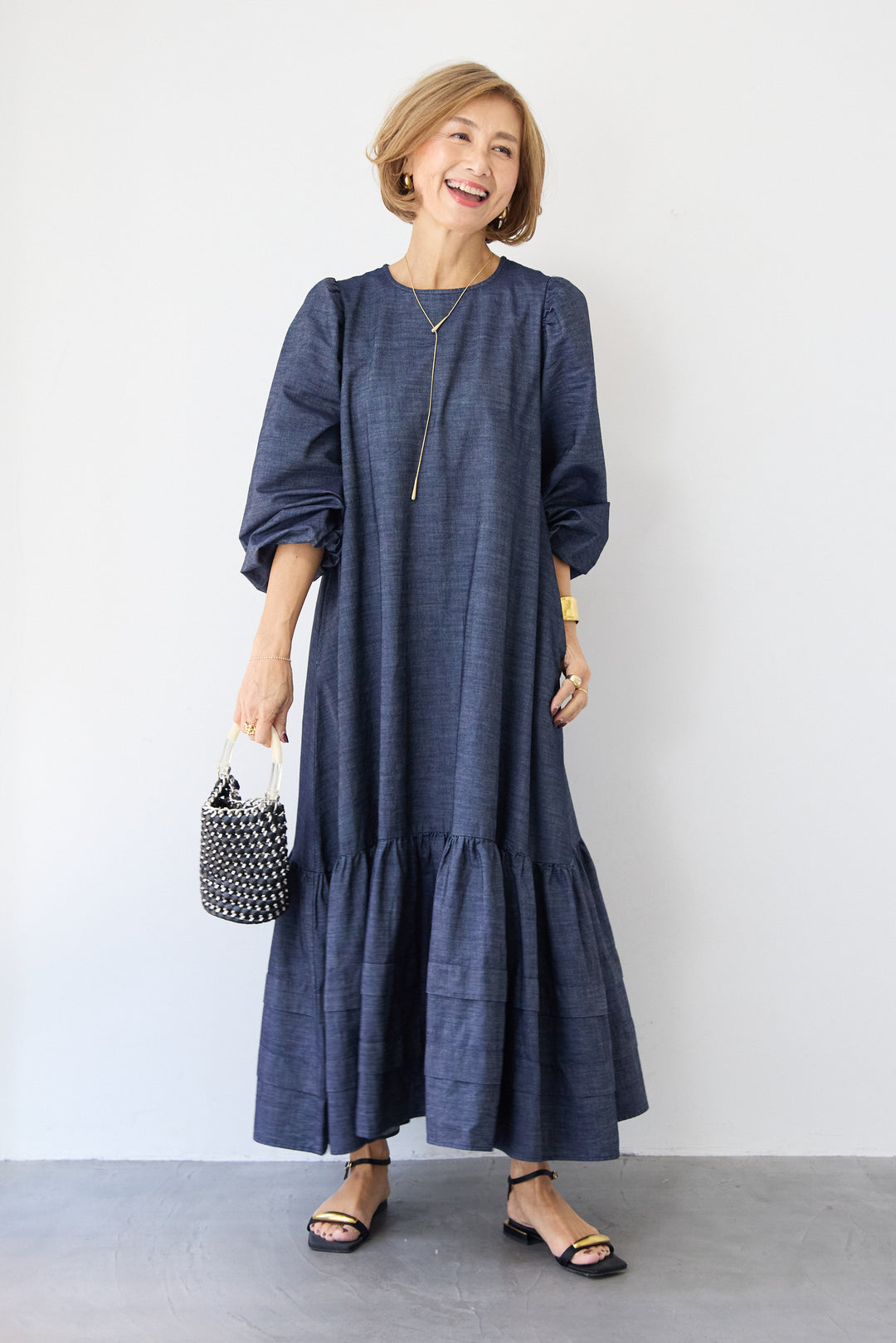 ティアードデニムワンピース