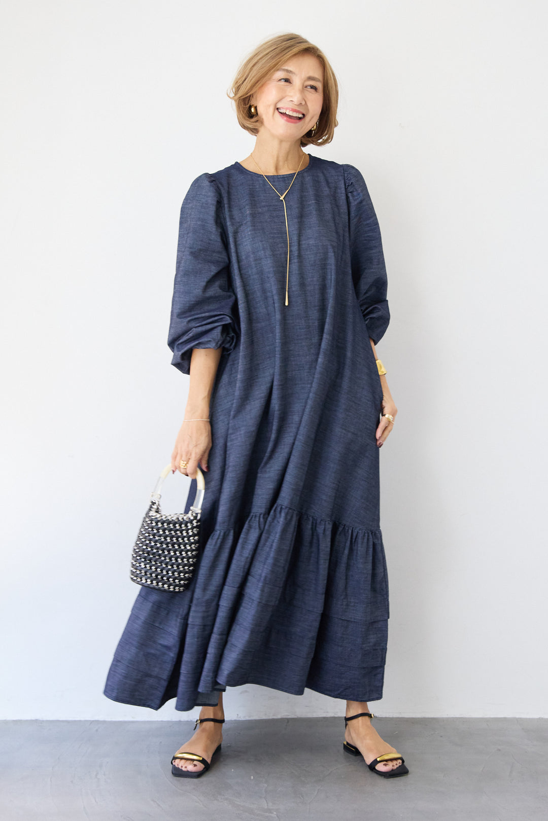 ティアードデニムワンピース