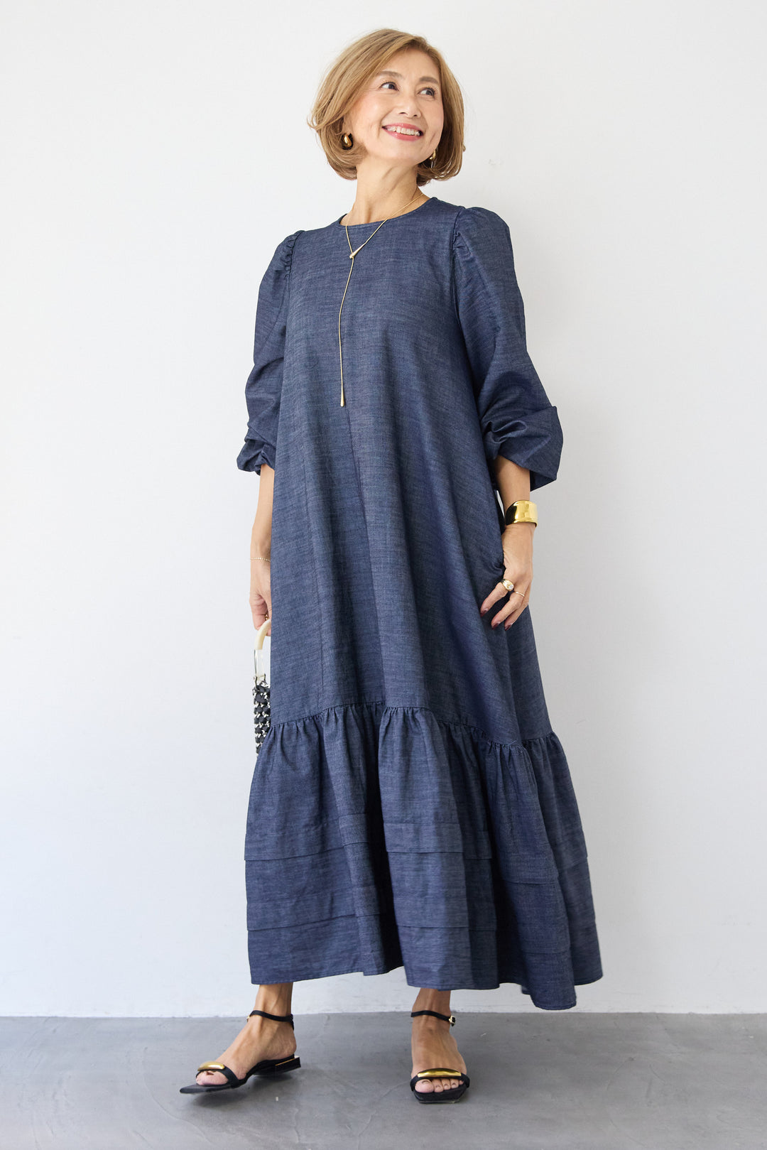 ティアードデニムワンピース
