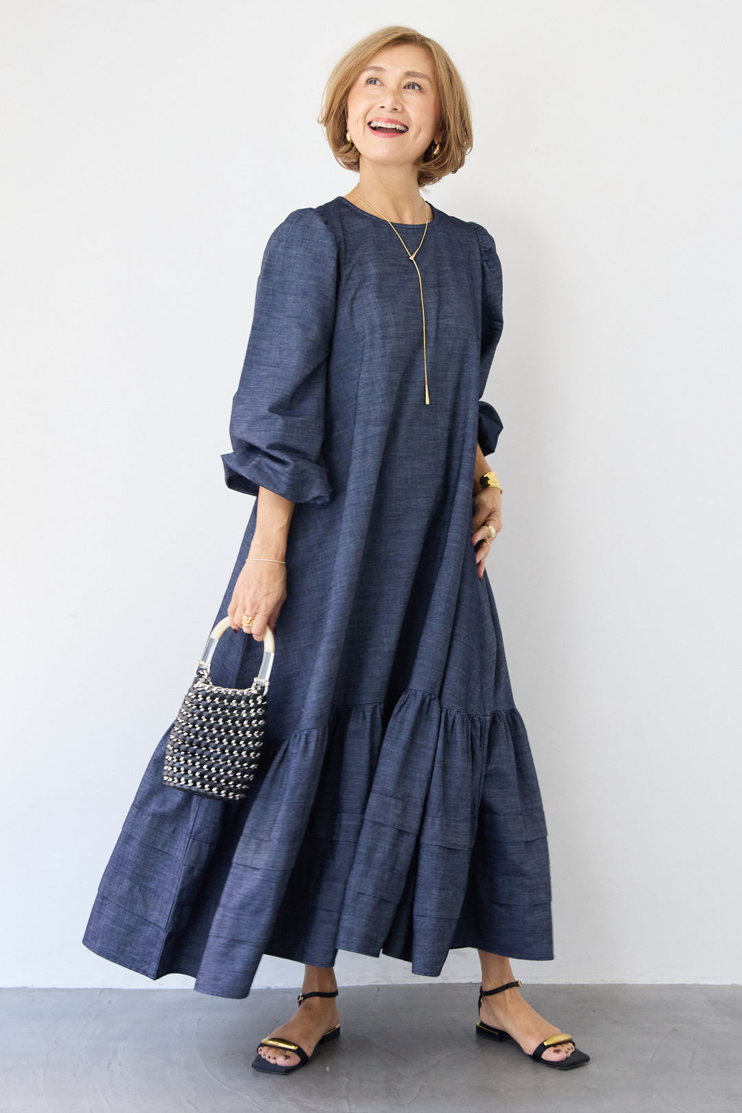ティアードデニムワンピース