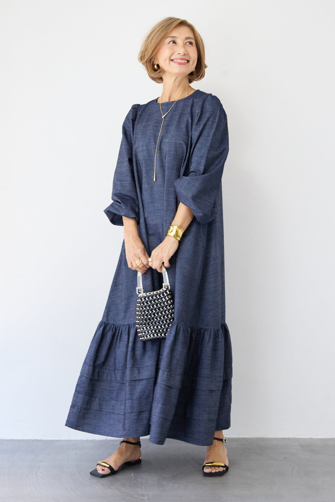 ティアードデニムワンピース