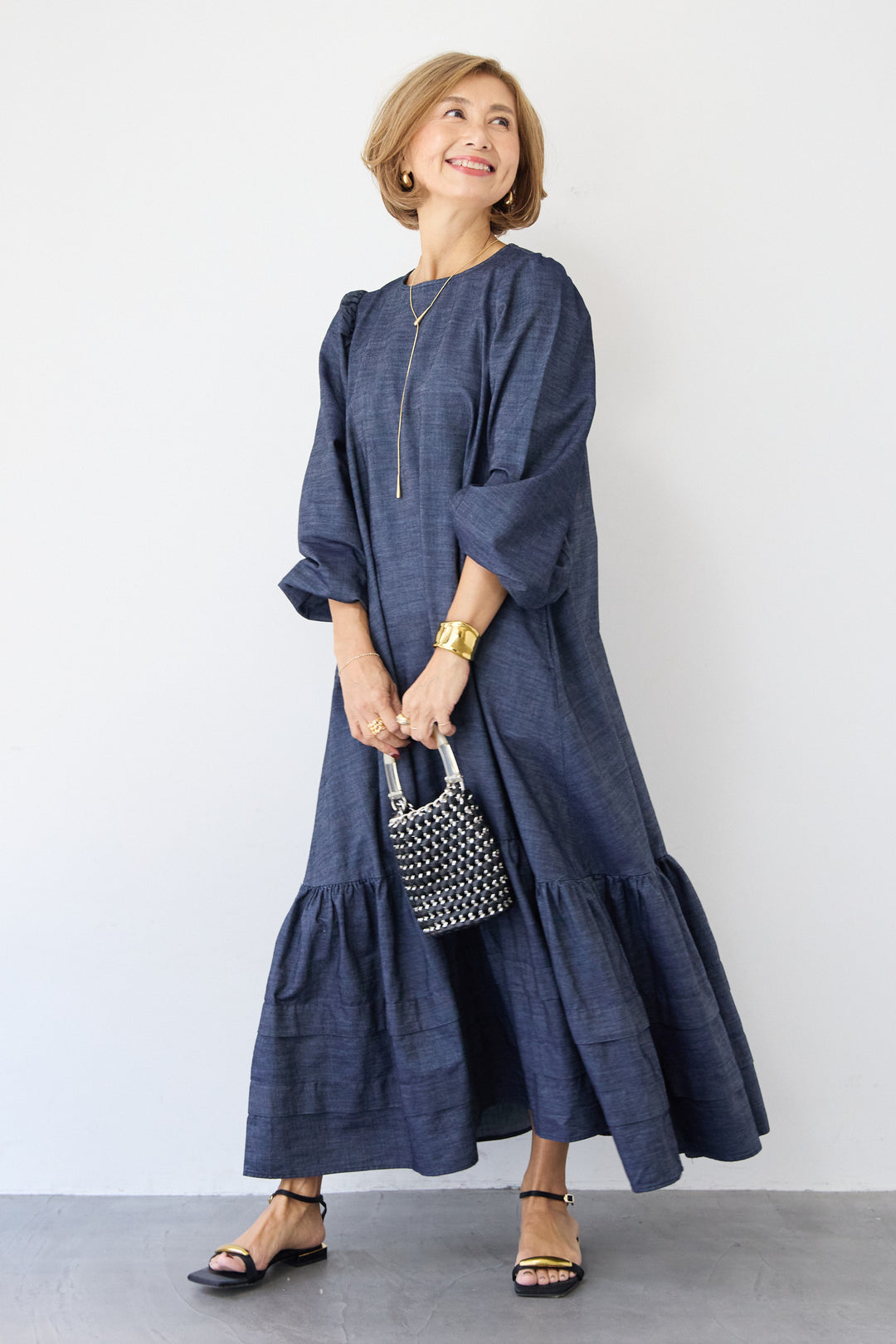 ティアードデニムワンピース