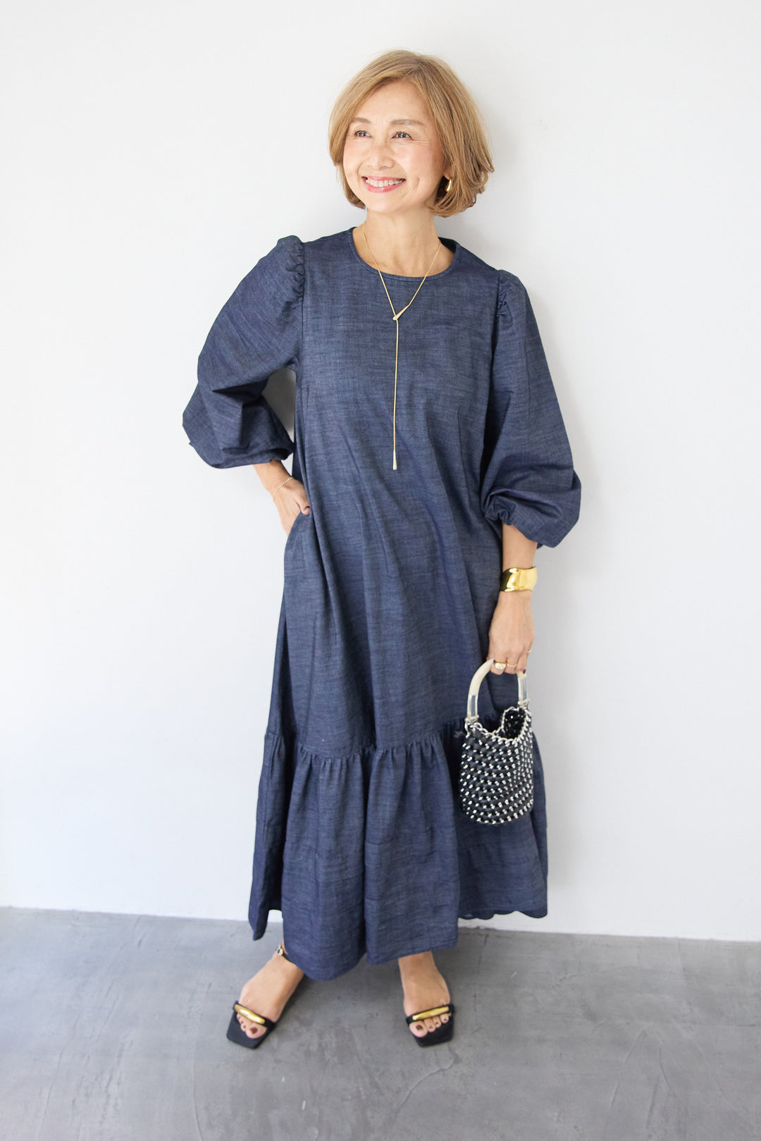 ティアードデニムワンピース