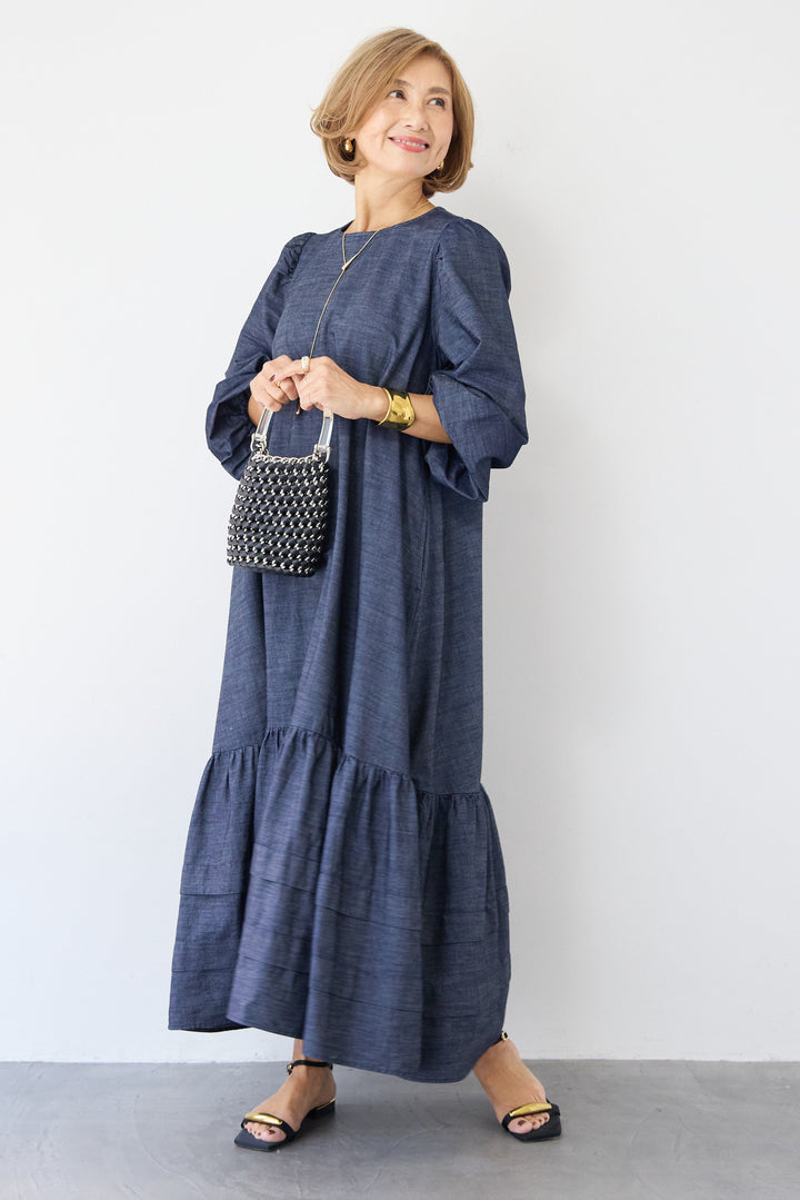 ティアードデニムワンピース