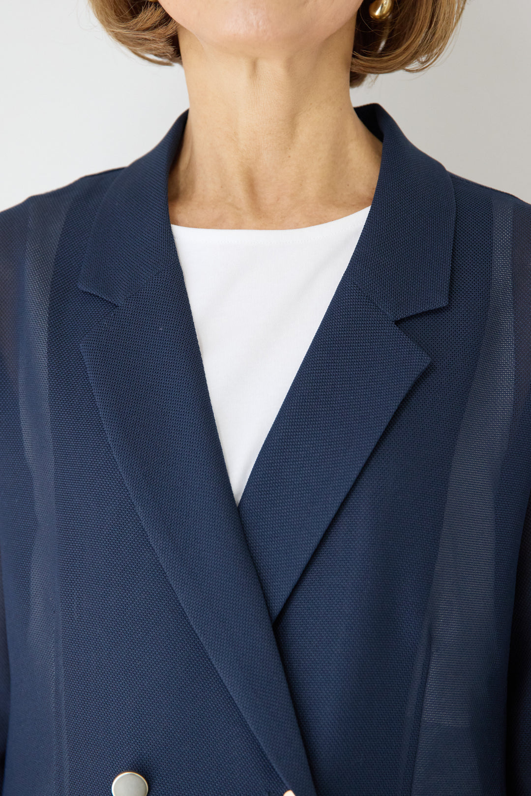 [SET]メッシュジャガードジャケット+カーブデニムパンツ+異素材コンビ  ノースリーブプルオーバー(3set)