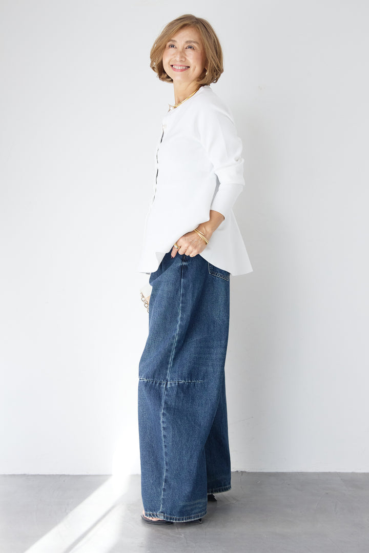 パールボタンペプラムカーディガン