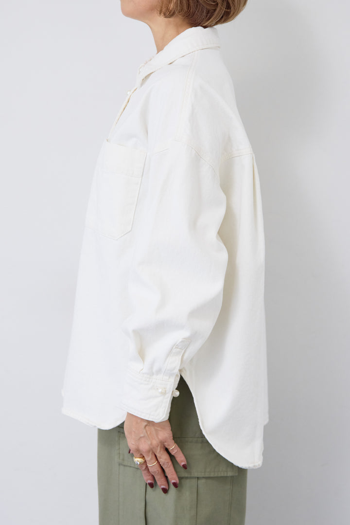 [SET]パールボタンデニムシャツ+テンセルカーゴパンツ(2set)