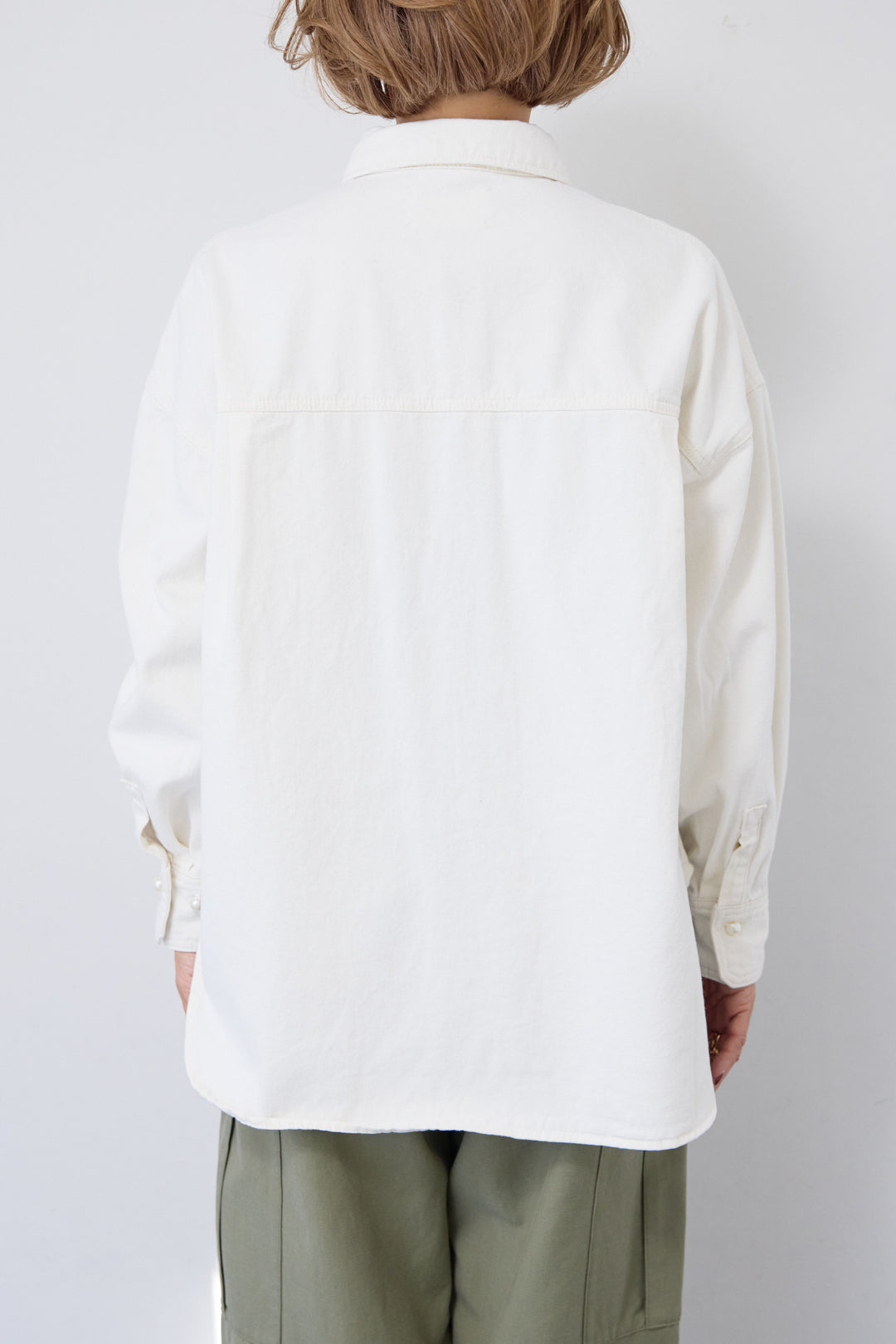 [SET]パールボタンデニムシャツ+テンセルカーゴパンツ(2set)