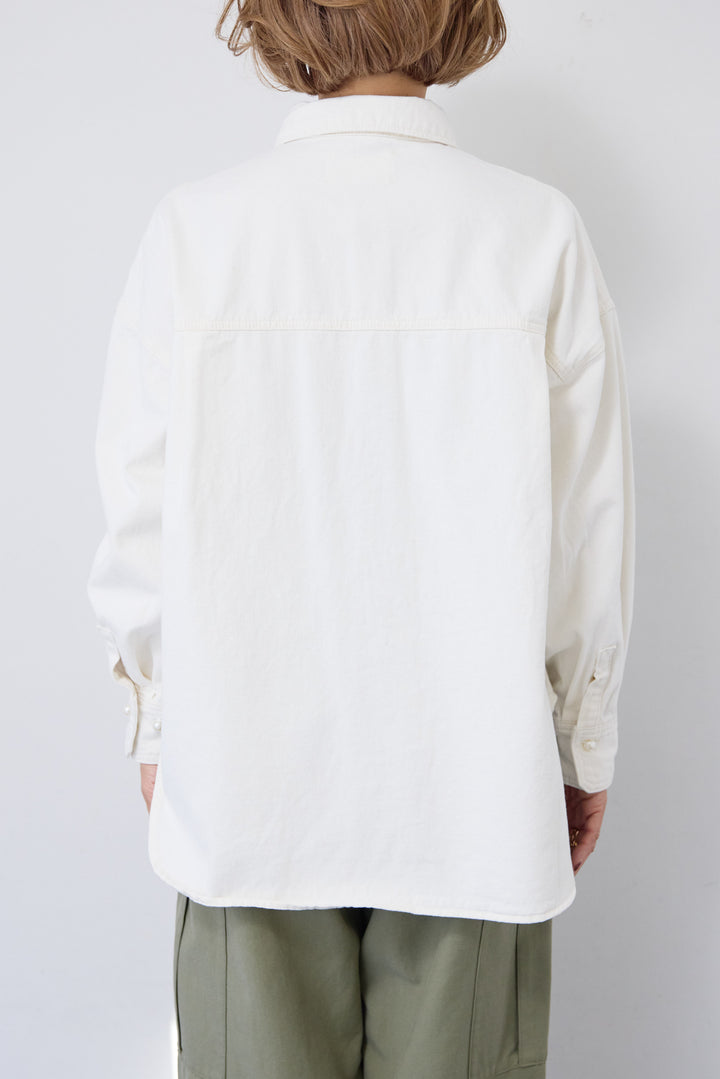 [SET]パールボタンデニムシャツ+テンセルカーゴパンツ(2set)