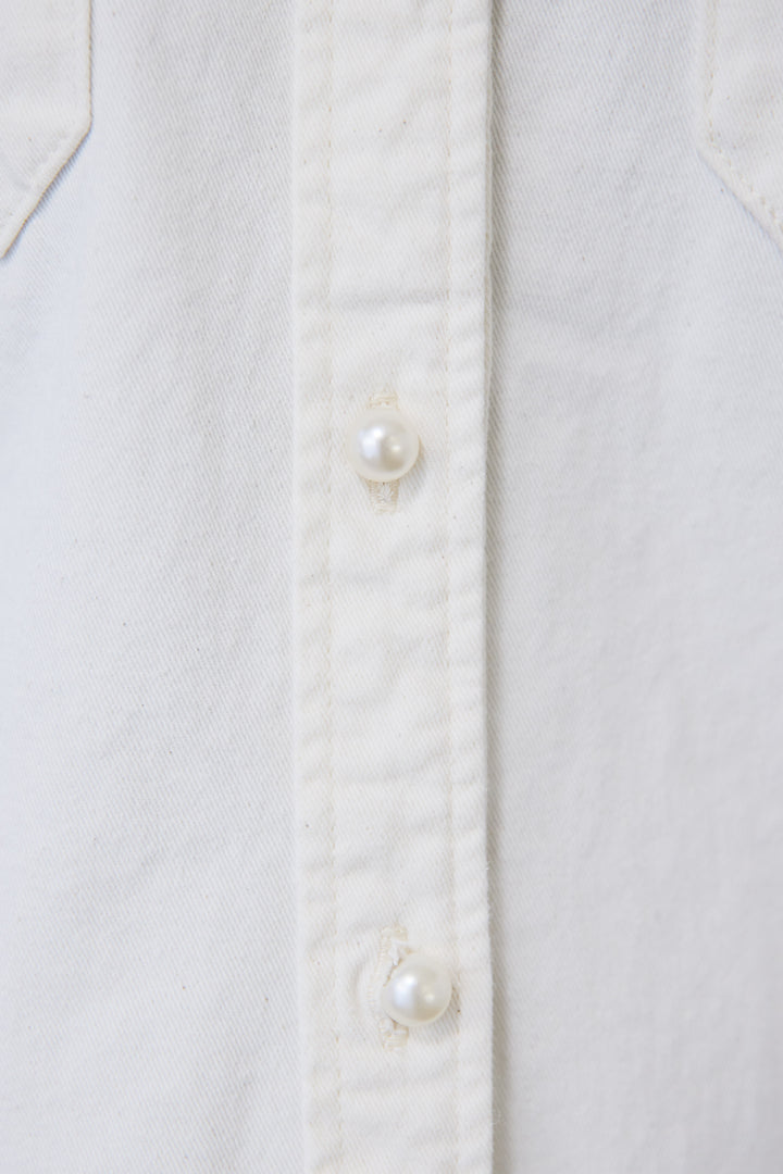 [SET]パールボタンデニムシャツ+テンセルカーゴパンツ(2set)