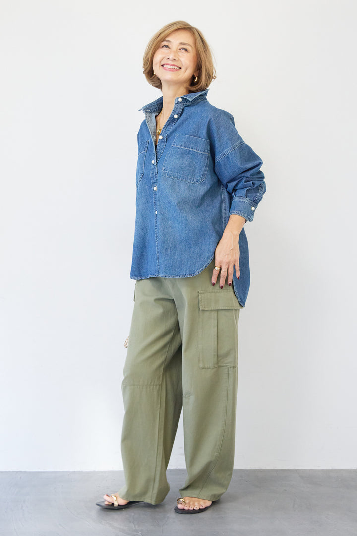 パールボタンデニムシャツ