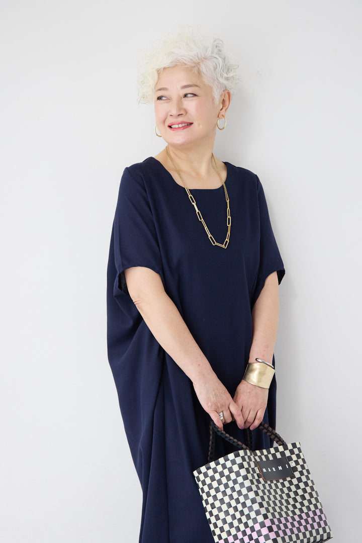 コクーンリネンワンピース