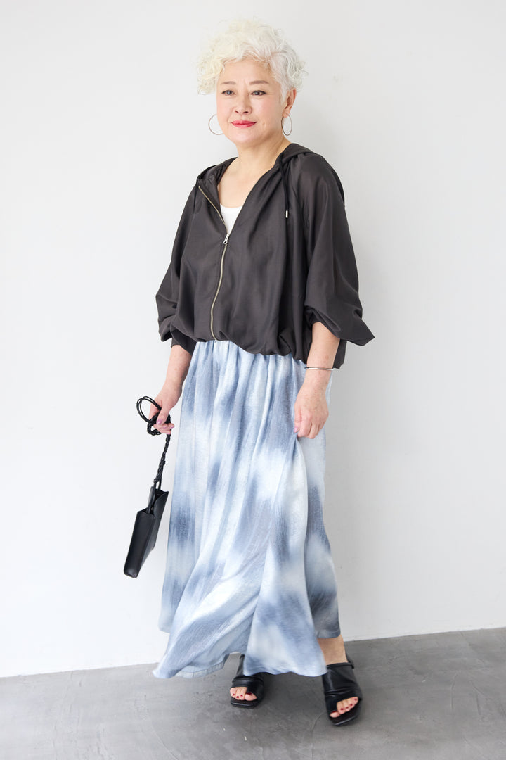 スラブリネン フーディショートブルゾン