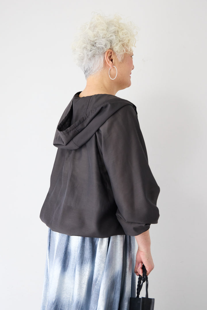 スラブリネン フーディショートブルゾン