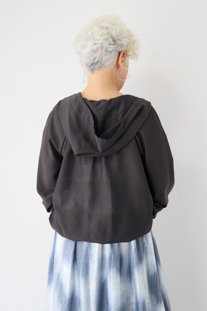 スラブリネン フーディショートブルゾン