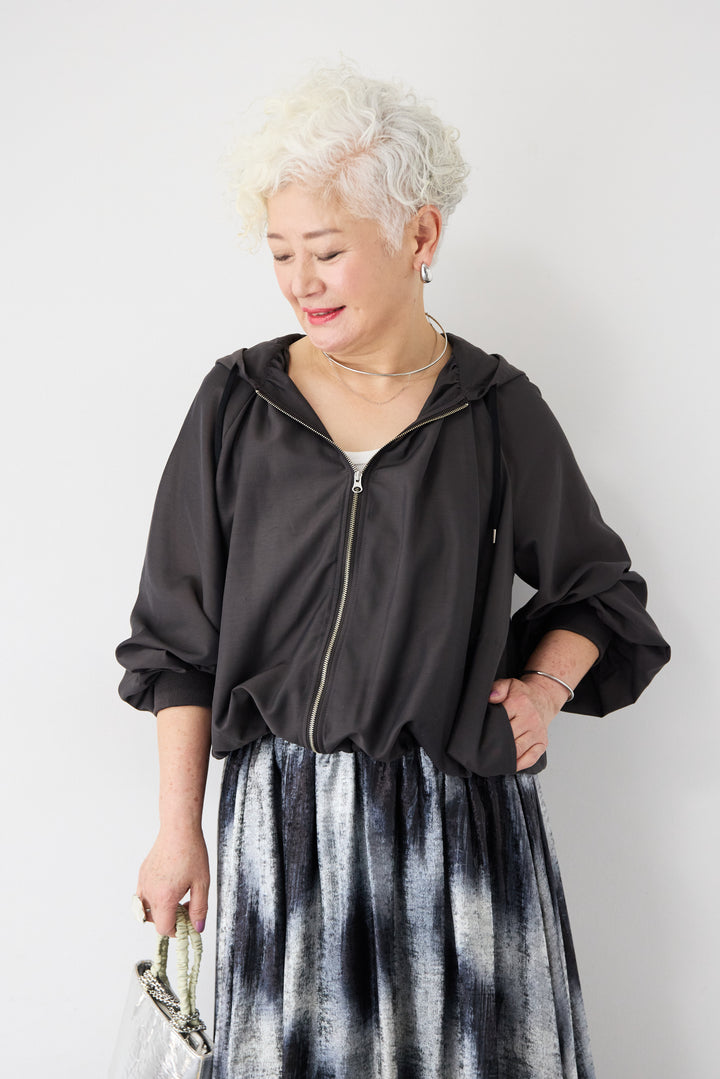 スラブリネン フーディショートブルゾン