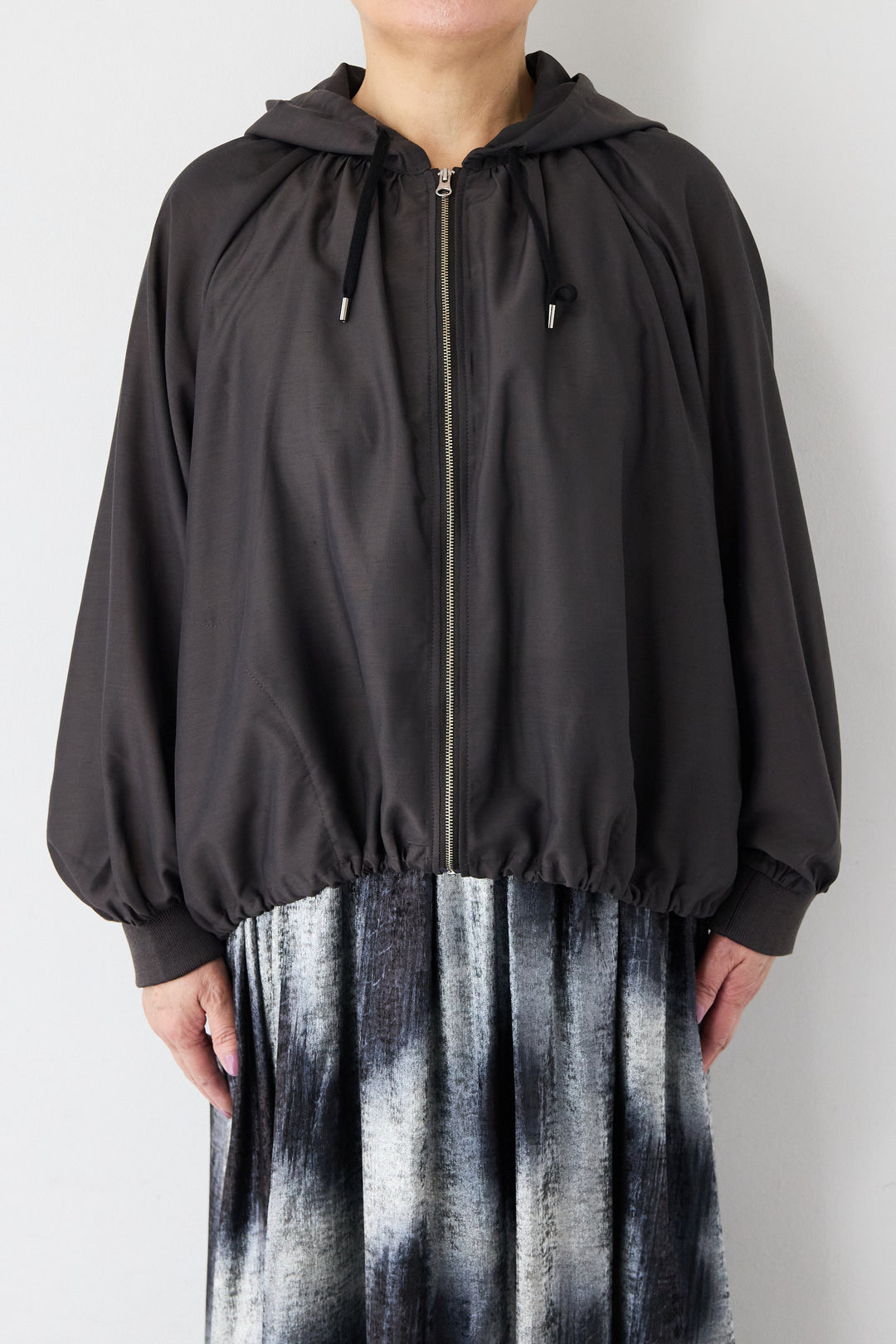 スラブリネン フーディショートブルゾン