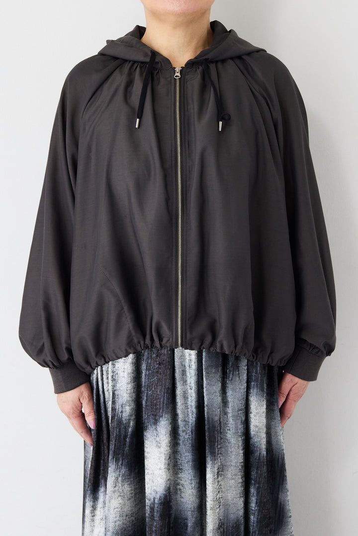 スラブリネン フーディショートブルゾン