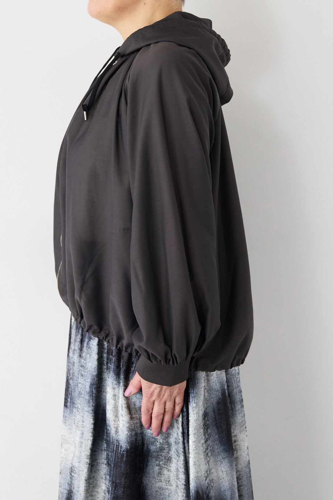 スラブリネン フーディショートブルゾン