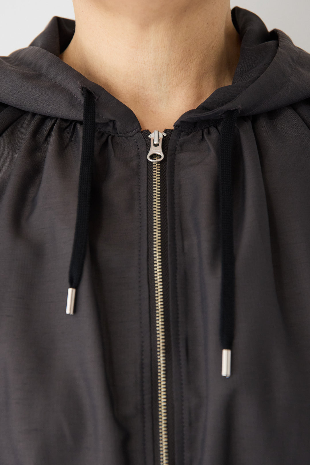 スラブリネン フーディショートブルゾン