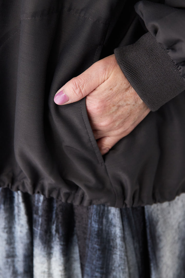 スラブリネン フーディショートブルゾン