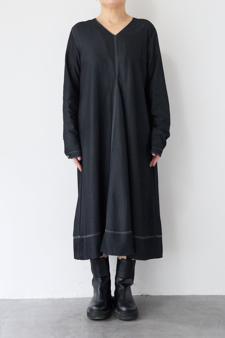 ソフトデニムステッチワンピース