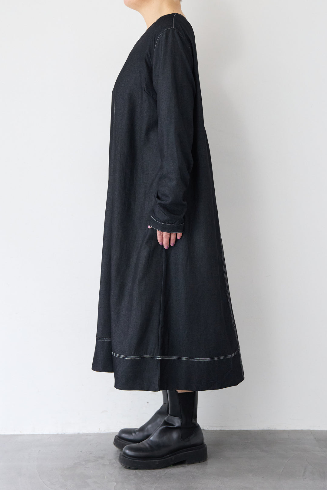 ソフトデニムステッチワンピース