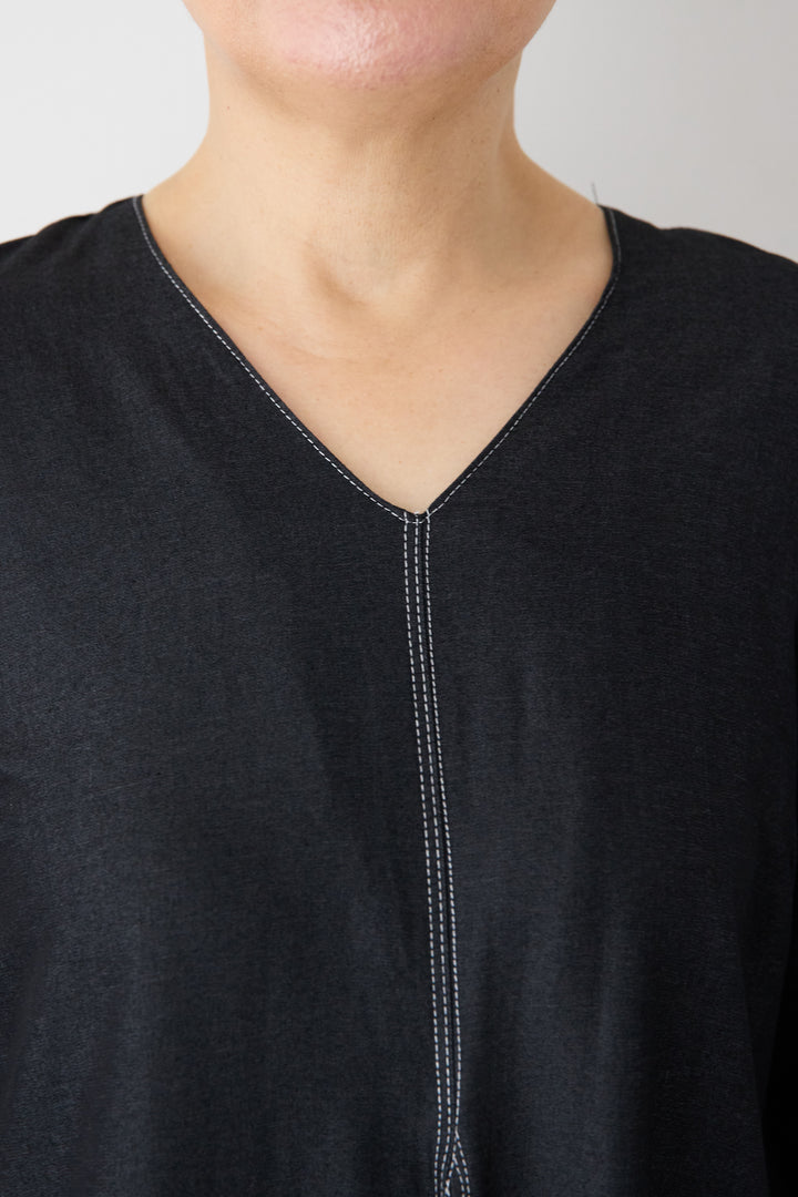 ソフトデニムステッチワンピース