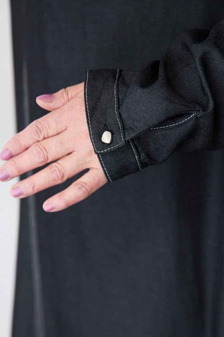 ソフトデニムステッチワンピース