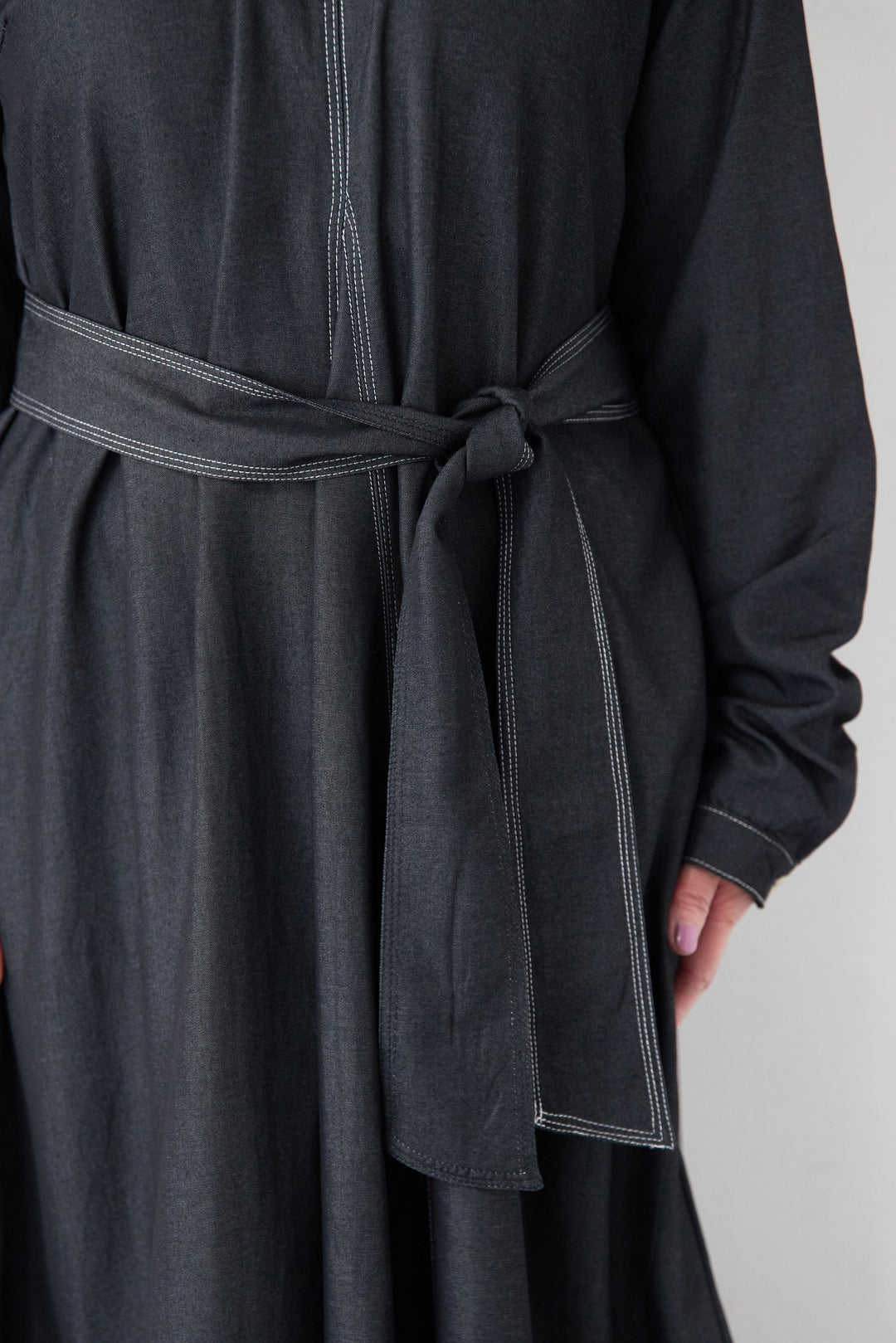 ソフトデニムステッチワンピース