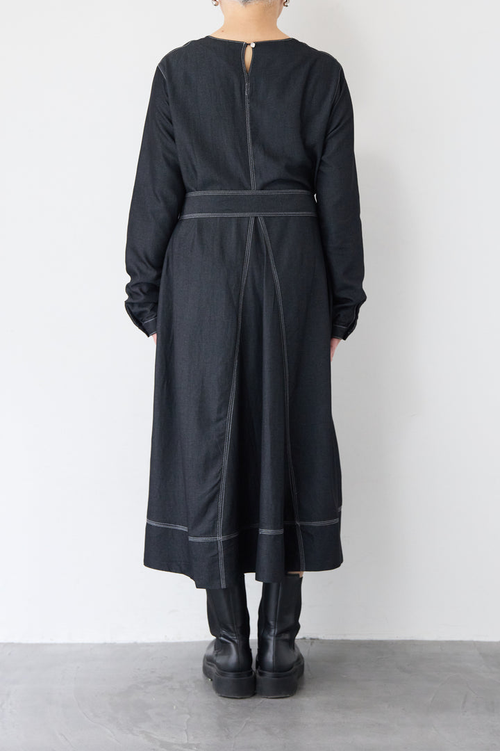 ソフトデニムステッチワンピース