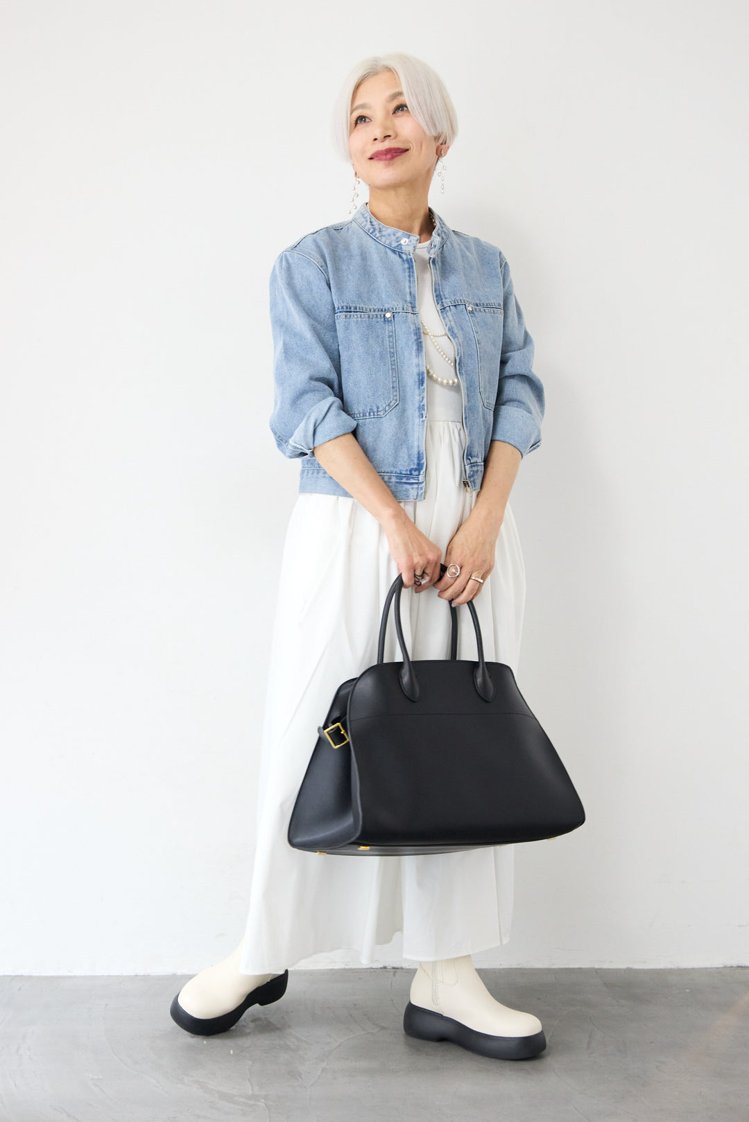 [SET]デニムシングルライダース+布帛ドッキングノースリーブワンピース(2set)