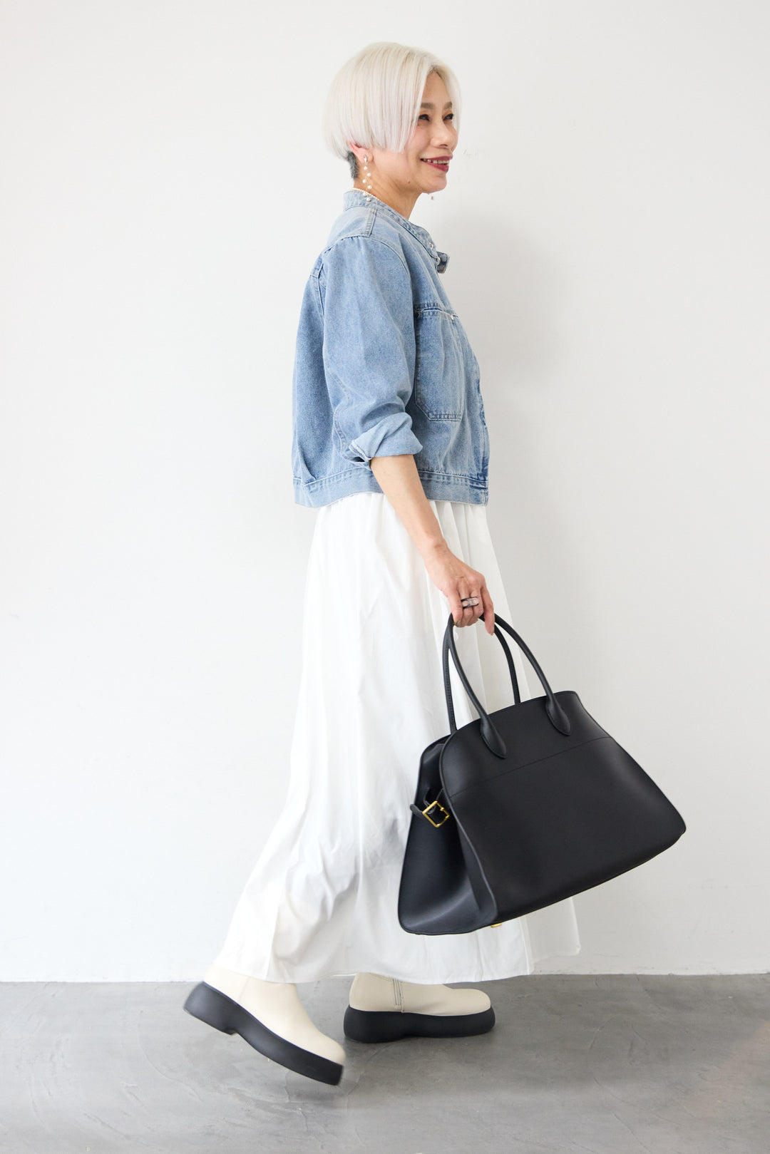 [SET]デニムシングルライダース+布帛ドッキングノースリーブワンピース(2set)