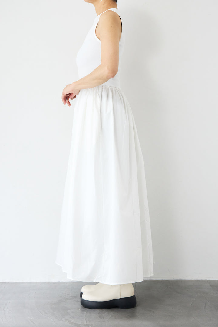 [SET]デニムシングルライダース+布帛ドッキングノースリーブワンピース(2set)