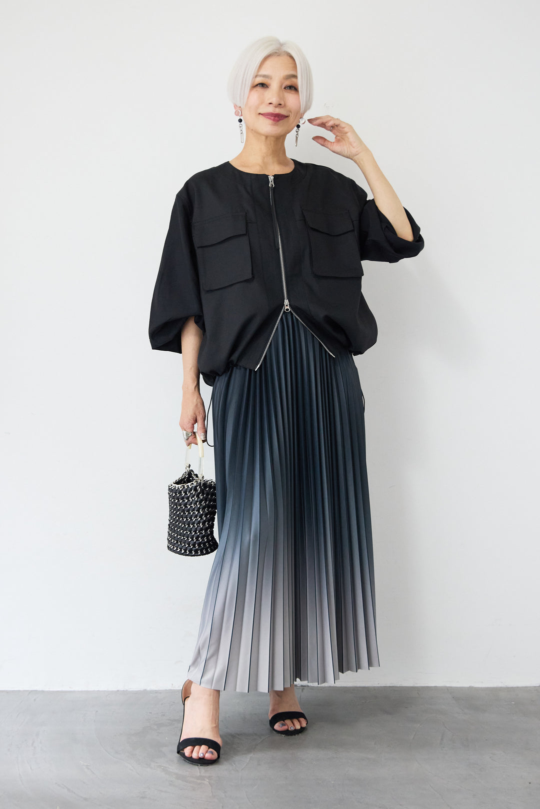 グラデーションロングプリーツスカート