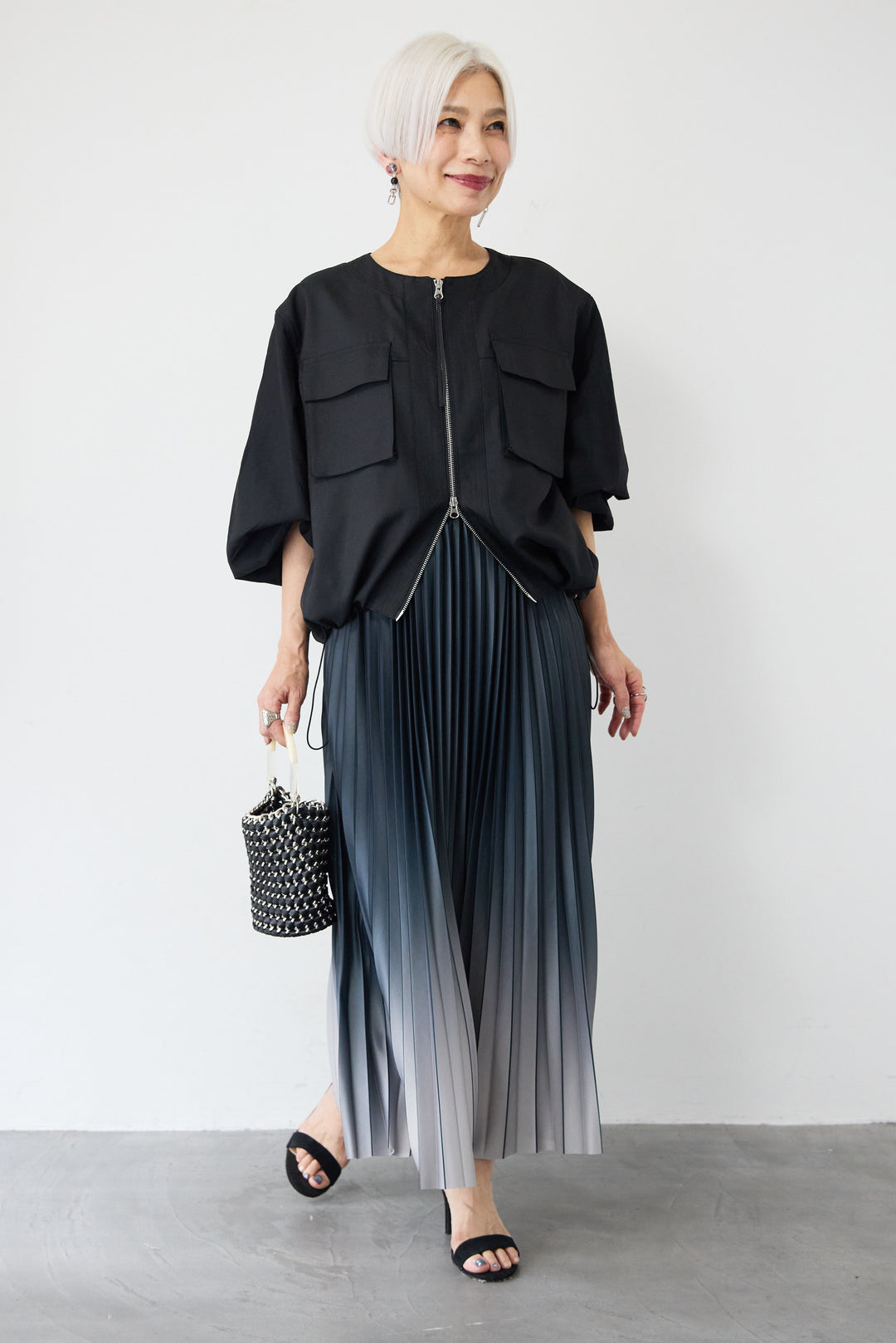 グラデーションロングプリーツスカート