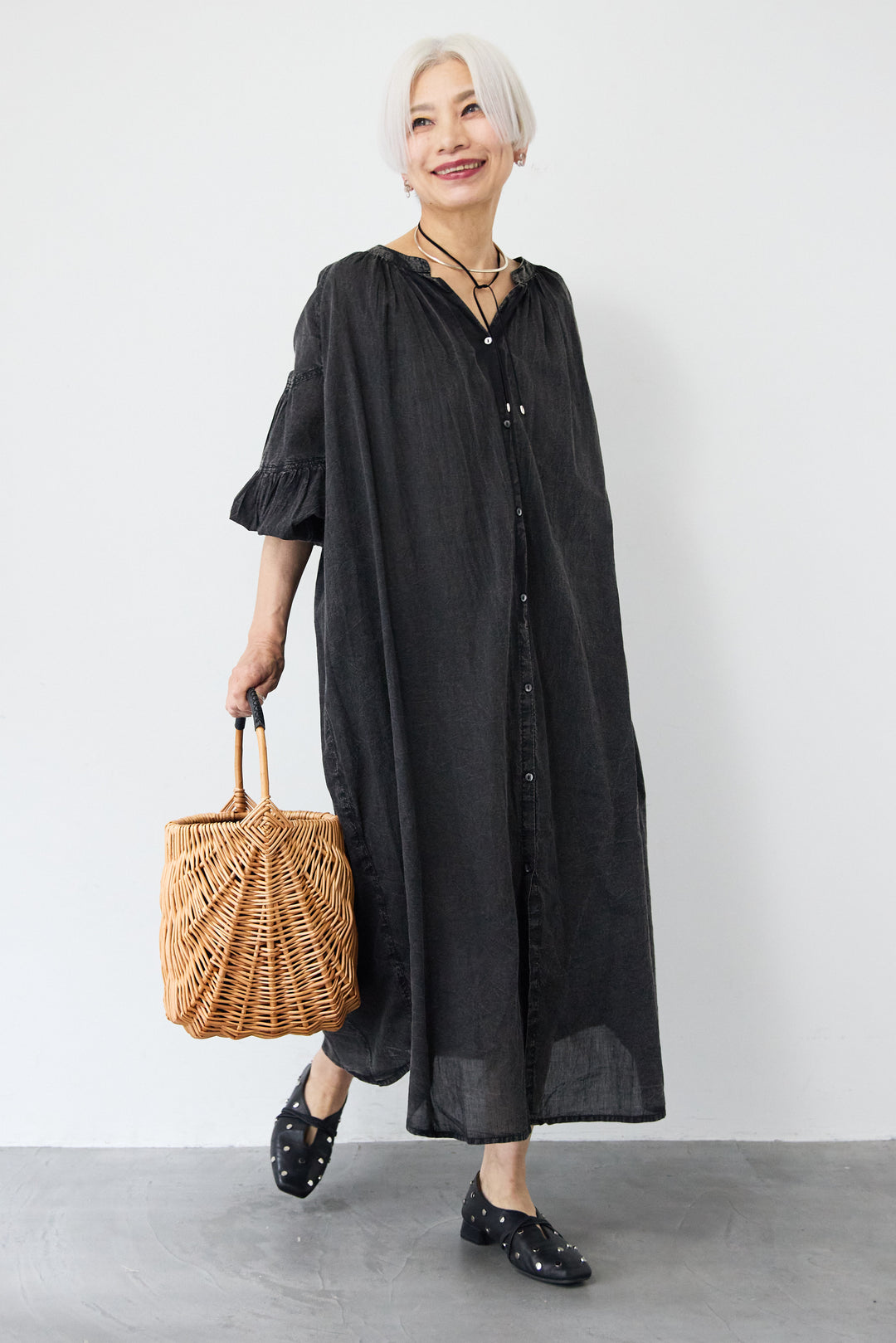 ヴィンテージライクギャザーワンピース