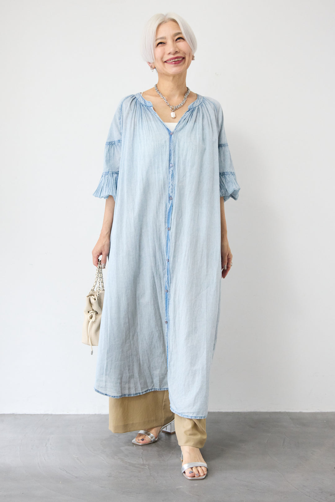 ヴィンテージライクギャザーワンピース