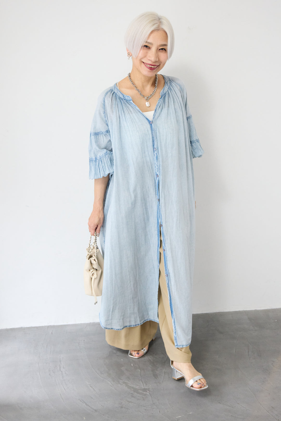 ヴィンテージライクギャザーワンピース