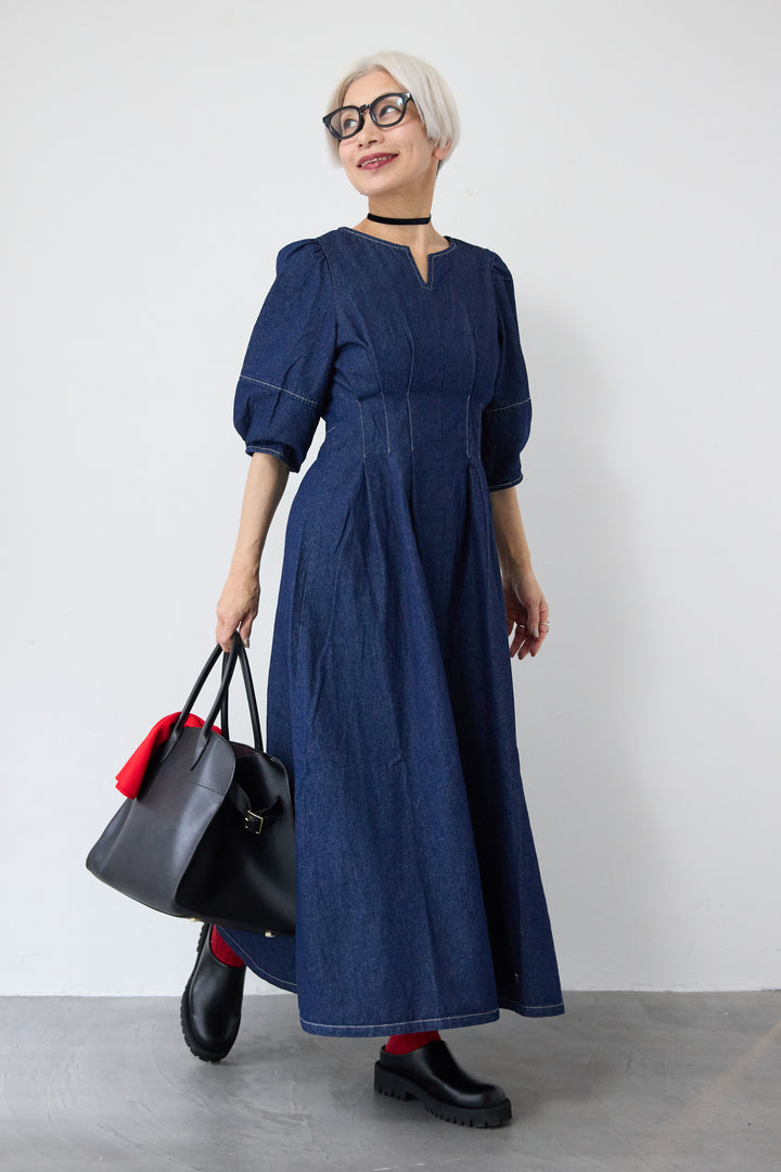 ウエストタックデニムワンピース