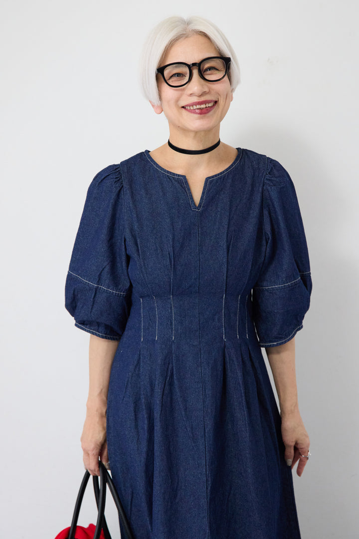 ウエストタックデニムワンピース