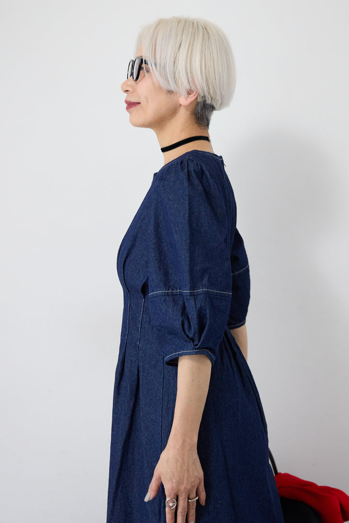 ウエストタックデニムワンピース