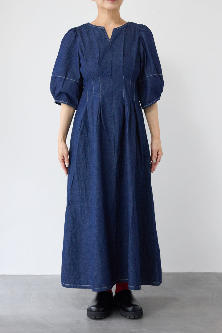 ウエストタックデニムワンピース