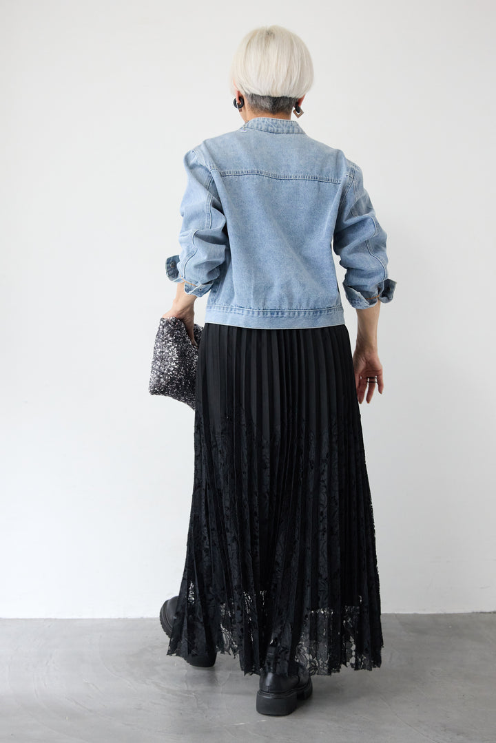 レース切替プリーツスカート