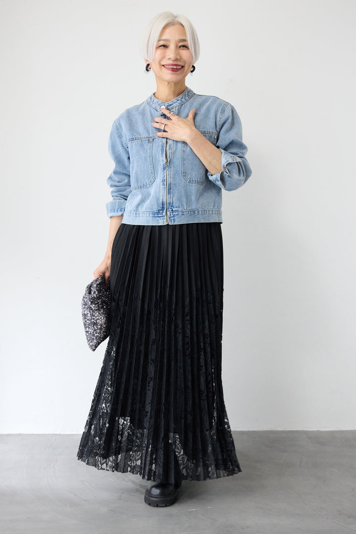 レース切替プリーツスカート