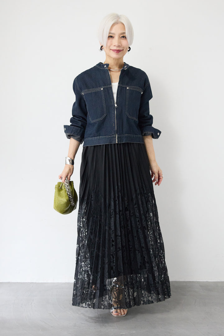 レース切替プリーツスカート