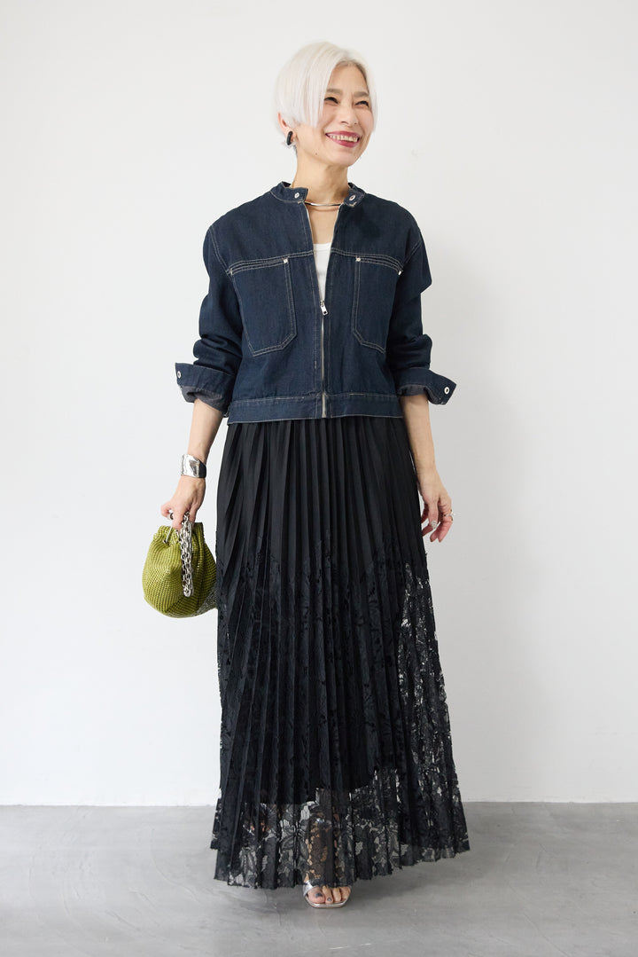 レース切替プリーツスカート