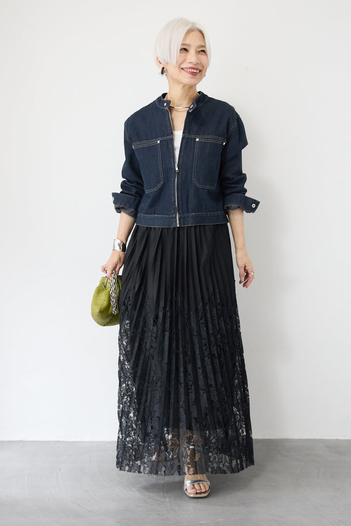 レース切替プリーツスカート