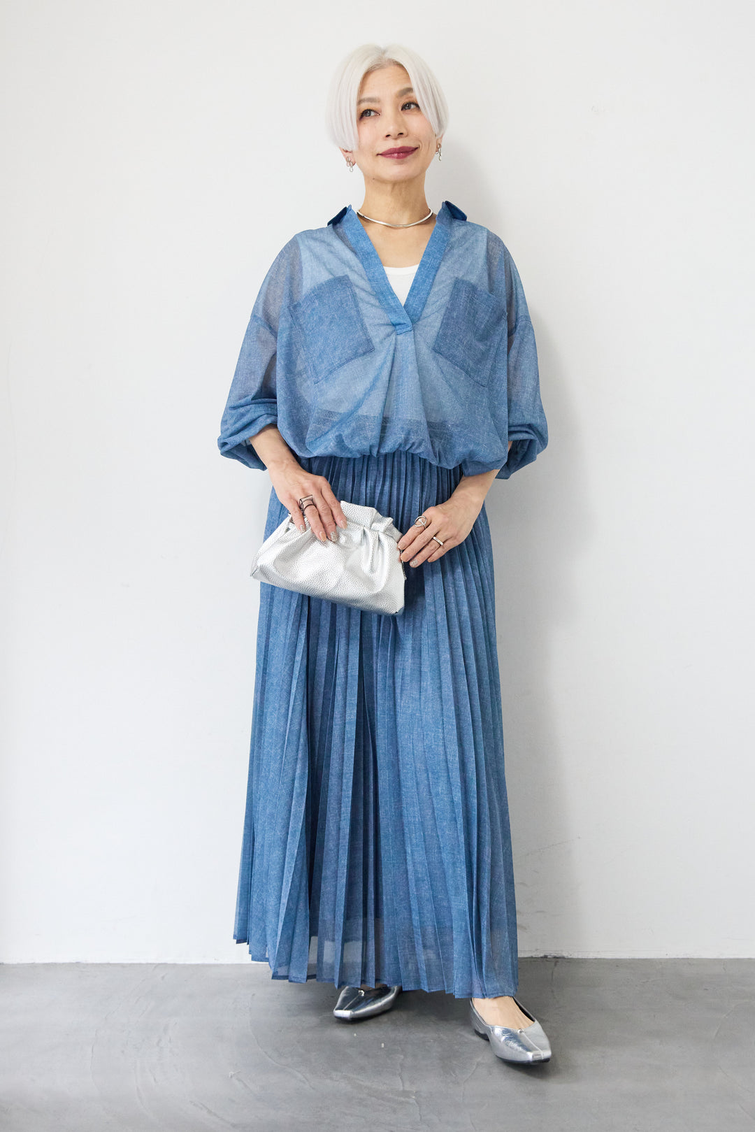 シアーデニムスキッパーシャツ