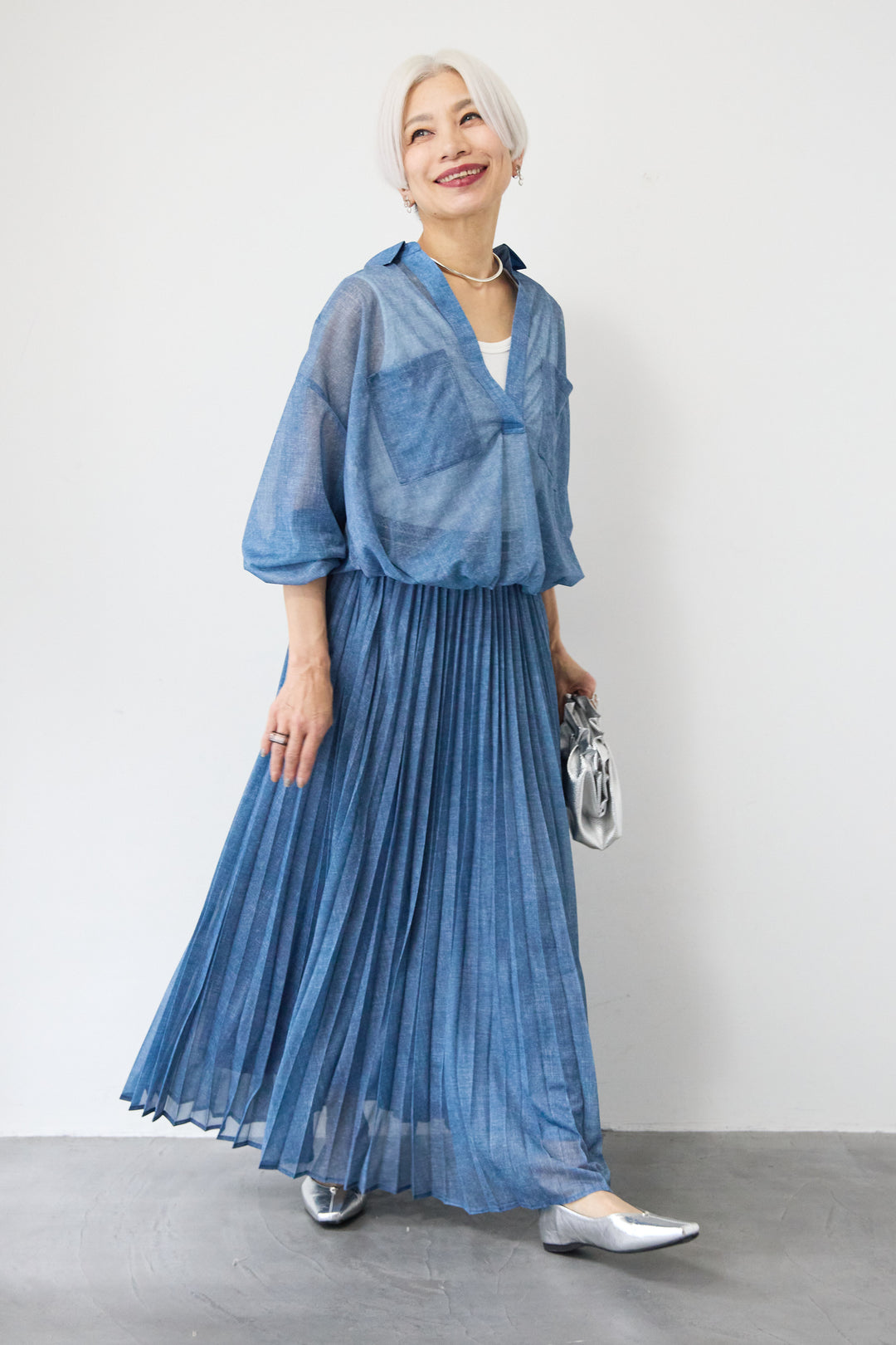 シアーデニムスキッパーシャツ